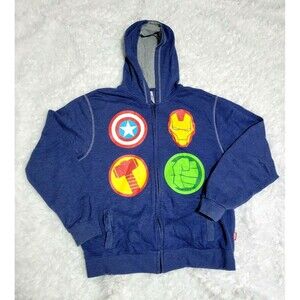 Marvel Avengers‎ Icons Men's Hoodie Sz M  Disney Iron Man Hulk Thor Blue